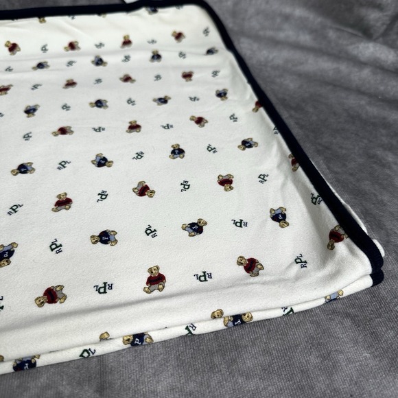 Ralph Lauren Blue Jean Teddy Bear Baby Receiving Blanket 24.5 x 29" - Picture 2 of 5